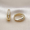 Argolla Huggie 02.283.0271.15 Oro Laminado, Diseño de Baguette, con Zirconia Cubica Blanca, Pulido, Dorado