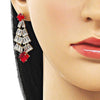 Arete Largo 02.282.0079 Oro Laminado, Diseño de Baguette, con Zirconia Cubica Granate y Blanca, Pulido, Dorado