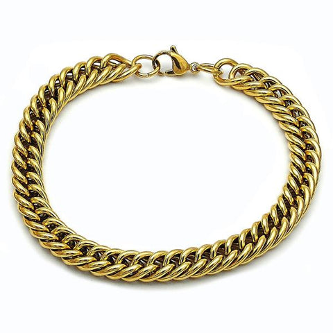 Pulsera Básica 03.435.0004.09 Acero Inoxidable, Diseño de Miami Cubana, Pulido, Dorado