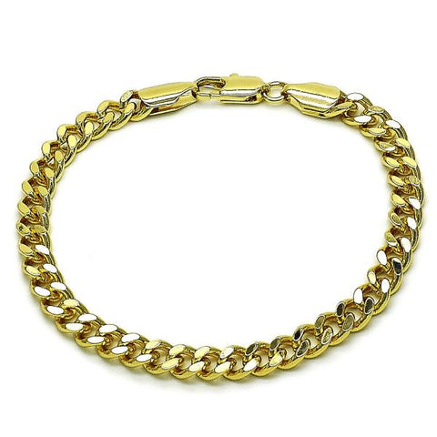 Pulsera Básica 03.213.0100.08 Oro Laminado, Diseño de Miami Cubana, Pulido, Dorado