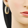 Argolla Huggie 02.204.0059.30 Oro Laminado, con Micro Pave Blanca, Pulido, Dorado