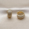 Argolla Huggie 02.195.0354.16 Oro Laminado, con Micro Pave Blanca, Pulido, Dorado