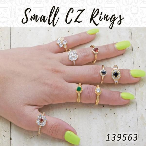 Kit Surtido de 20 Anillos Pequeños con Zirconia de Oro Laminado al por mayor — SKU 139563