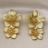 Arete Dormilona 02.282.0058 Oro Laminado, Diseño de Flor, Diamantado, Dorado