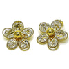 Arete Dormilona 02.282.0038 Oro Laminado, Diseño de Flor, Diamantado, Dorado