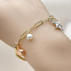 Pulsera de Dije 03.213.0371.07 Oro Laminado, Diseño de Concha y Estrella, Diseño de Concha, con Perla Marfil, Pulido, Tricolor