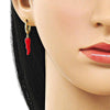 Arete Colgante 02.411.0078 Oro Laminado, Diseño de Chile, Esmaltado Rojo, Dorado