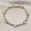 Pulsera Tennis 03.283.0455.07 Oro Laminado, con Zirconia Cubica Blanca, Pulido, Dorado