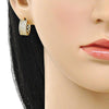 Argolla Huggie 02.283.0286.15 Oro Laminado, con Micro Pave Blanca, Pulido, Dorado