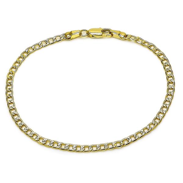 Pulsera Básica 04.213.0357.07 Oro Laminado, Diseño de Cubana y Cubana Pave, Diseño de Cubana, Diamantado, Dorado