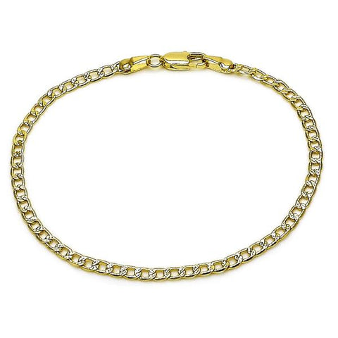 Pulsera Básica 04.213.0357.07 Oro Laminado, Diseño de Cubana y Cubana Pave, Diseño de Cubana, Diamantado, Dorado