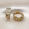Argolla Huggie 02.283.0275.20 Oro Laminado, Diseño de Llave Griega, con Zirconia Cubica Blanca, Pulido, Dorado