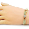 Pulsera Bolo Ajustable 03.341.0234.2.11 Oro Laminado, Diseño de Corazon y Bola, Diseño de Corazon, con Micro Pave Blanca, Pulido, Dorado