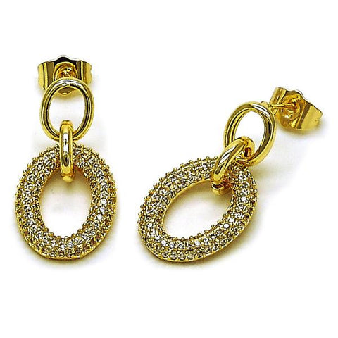 Arete Dormilona 02.283.0292 Oro Laminado, con Micro Pave Blanca, Pulido, Dorado
