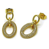 Arete Dormilona 02.283.0292 Oro Laminado, con Micro Pave Blanca, Pulido, Dorado