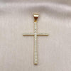Dije Religioso 05.342.0058 Oro Laminado, Diseño de Cruz, con Micro Pave Blanca, Pulido, Dorado