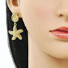 Arete Dormilona 02.156.0715 Oro Laminado, Diseño de Estrella y Espiral, Diseño de Estrella, Pulido, Dorado