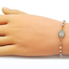 Pulsera Elegante 03.253.0118.07 Oro Laminado, Diseño de Guadalupe y Bola, Diseño de Guadalupe, con Micro Pave Blanca, Diamantado, Tricolor