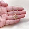 Collares con Dije 04.423.0002.18 Oro Laminado, Diseño de Corazon y Mama, Diseño de Corazon, con Zirconia Cubica Blanca, Pulido, Dorado