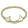 Pulsera Tennis 03.283.0388.1.07 Oro Laminado, Diseño de Mariposa, con Zirconia Cubica Blanca y Madre PerlaMarfil, Pulido, Dorado