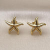 Arete Dormilona 02.282.0048 Oro Laminado, Diseño de Estrella y Hueco, Diseño de Estrella, Diamantado, Dorado