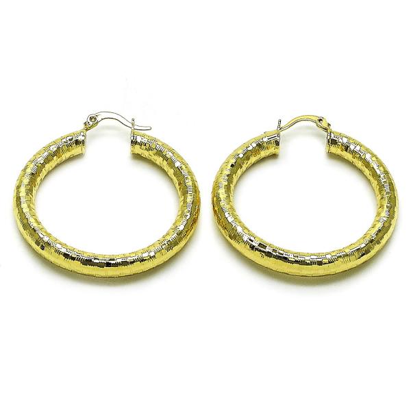 Argolla Mediana 02.213.0818.40 Oro Laminado, Diseño de Hueco, Diamantado, Dorado
