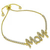 Pulsera Bolo Ajustable 03.341.0127.11 Oro Laminado, Diseño de Mama, con Micro Pave Blanca, Pulido, Dorado