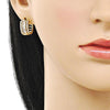 Argolla Huggie 02.283.0265.18 Oro Laminado, Diseño de Baguette, con Zirconia Cubica Blanca y Micro PaveBlanca, Pulido, Dorado
