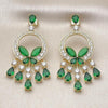Arete Chandelier 02.436.0004 Oro Laminado, Diseño de Mariposa y Gota, Diseño de Mariposa, con Zirconia Cubica Verde y Blanca, Pulido, Dorado