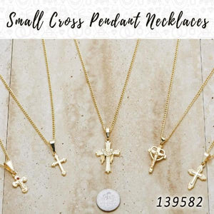 Kit Surtido de 25 Collares con Dijes de Cruz Pequeña de Oro Laminado al por mayor — SKU 139582