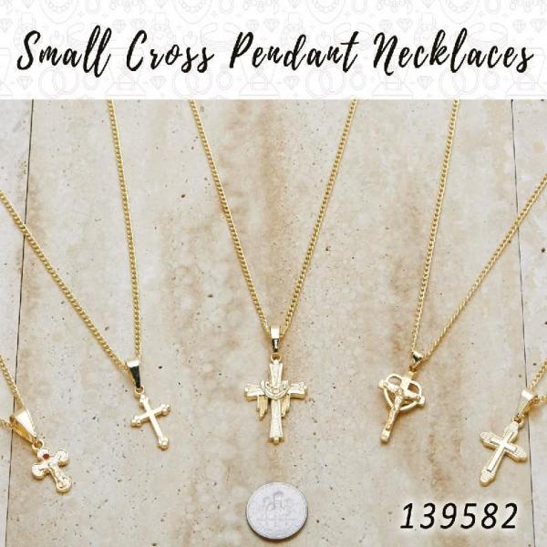 Kit Surtido de 25 Collares con Dijes de Cruz Pequeña de Oro Laminado al por mayor — SKU 139582