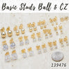 Kit Surtido de 50 Aretes de Botón Básicos con Bolas y Zirconia de Oro Laminado al por mayor — SKU 139476