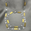 Collar y Pulso 04.113.0045.24 Acero Inoxidable, Diseño de Llave Griega, Diamantado, Dos Tonos