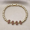 Pulsera Elegante 03.283.0484.07 Oro Laminado, Diseño de Cereza, con Zirconia Cubica Rubi, Pulido, Dorado