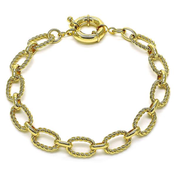 Tobillera Elegante 03.415.0008.10 Oro Laminado, Diseño de Chunky, Pulido, Dorado