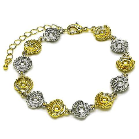 Pulsera Tennis 03.341.0245.07 Oro Laminado, Diseño de Concha, Pulido, Dos Tonos