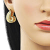 Argolla Huggie 02.282.0064.15 Oro Laminado, Diseño de Caracol, Diamantado, Dorado