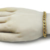 Pulsera Básica 03.257.0003.09 Acero Inoxidable, Diseño de Pave Figaro, Diamantado, Dorado
