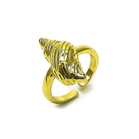 Anillo Elegante 01.282.0005 Oro Laminado, Diseño de Caracol, Diamantado, Dorado