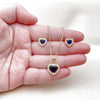 Juego de Arete y Dije de Adulto 10.156.0539.2 Oro Laminado, Diseño de Corazon y Cluster, Diseño de Corazon, con Zirconia Cubica Zafiro Azul y Blanca, Pulido, Dorado