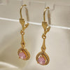 Arete Largo 02.387.0044.3 Oro Laminado, Diseño de Gota, con Zirconia Cubica Rosado y Blanca, Pulido, Dorado