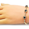 Pulsera Elegante 03.283.0307.1.07 Oro Laminado, con Zirconia Cubica Blanca y Negro, Pulido, Dorado