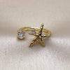 Anillo Multi Piedra 01.341.0174 Oro Laminado, Diseño de Estrella, con Zirconia Cubica Blanca, Pulido, Dorado