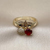 Anillo Multi Piedra 01.284.0109 Oro Laminado, Diseño de Cereza, con Zirconia Cubica Granate y Micro PaveBlanca, Pulido, Dorado