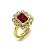 Anillo Multi Piedra 01.196.0032.1 Oro Laminado, Diseño de Cluster, con Zirconia Cubica Granate y Blanca, Pulido, Dorado