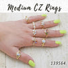 Kit Surtido de 18 Anillos Medianos con Zirconia de Oro Laminado al por mayor — SKU 139564