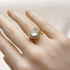 Anillo Multi Piedra 01.266.0062 Oro Laminado, Diseño de Corazon y Cluster, Diseño de Corazon, con Zirconia Cubica Blanca y Micro PaveBlanca, Pulido, Dorado