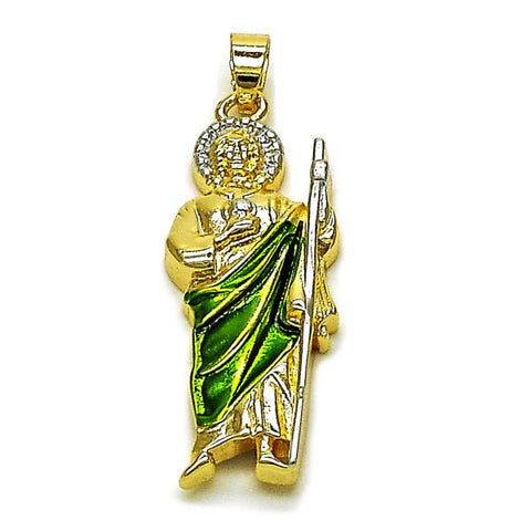 Dije Religioso 05.210.0015 Oro Laminado, Diseño de San Judas, Pulido, Tricolor