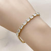 Pulsera Tennis 03.213.0345.07 Oro Laminado, Diseño de Baguette, con Zirconia Cubica Blanca, Pulido, Dorado