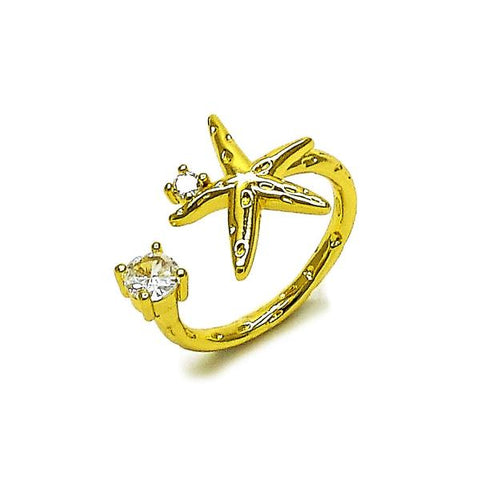 Anillo Multi Piedra 01.341.0174 Oro Laminado, Diseño de Estrella, con Zirconia Cubica Blanca, Pulido, Dorado
